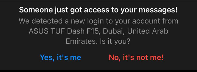 Telegram confirmation dialog